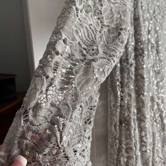 Dressbarn Roz & Ali Dress Gray with Sparkle - Picture 2 of 6